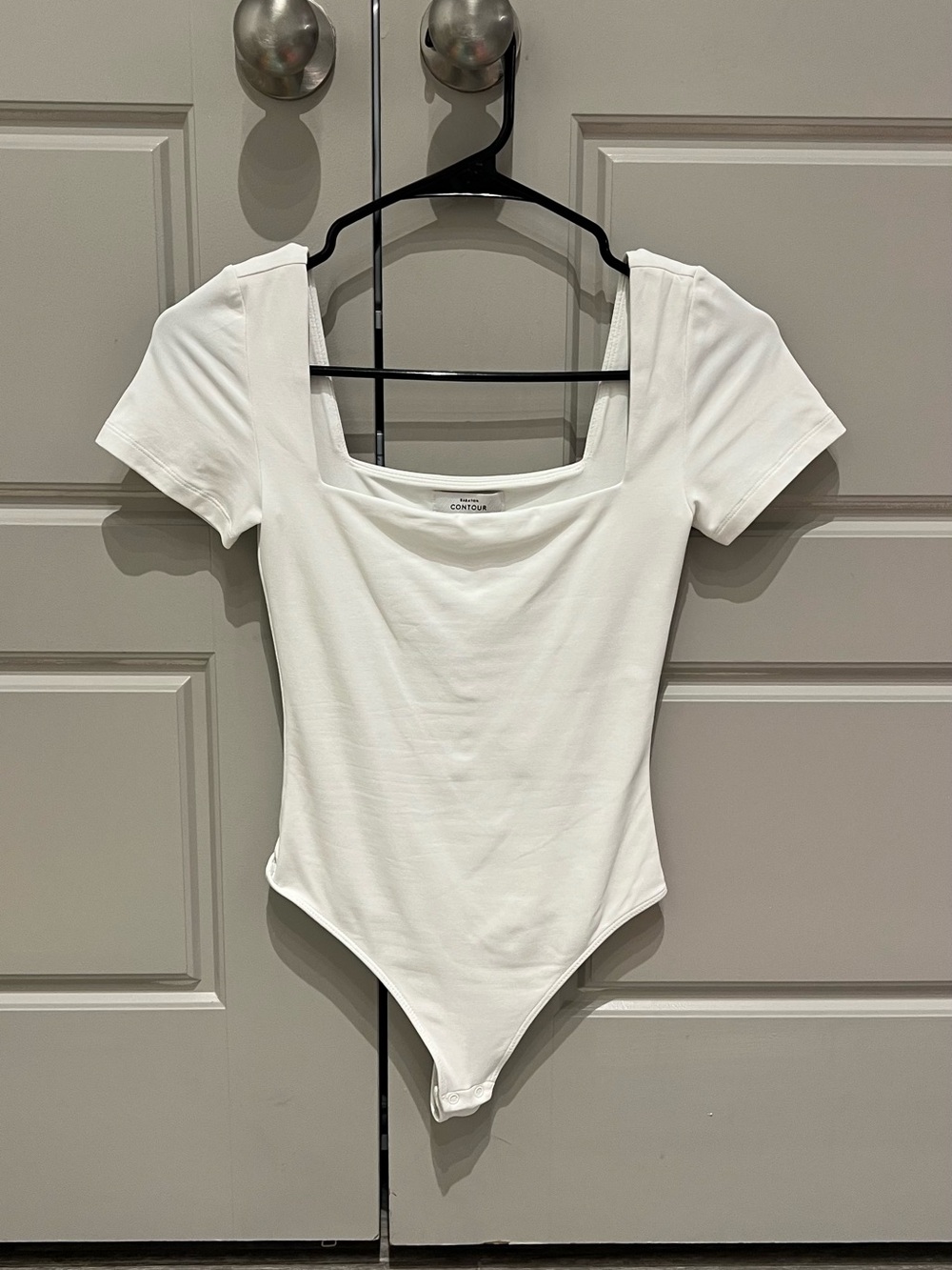 Aritzia White Square Neck Short Sleeve Bodysuit